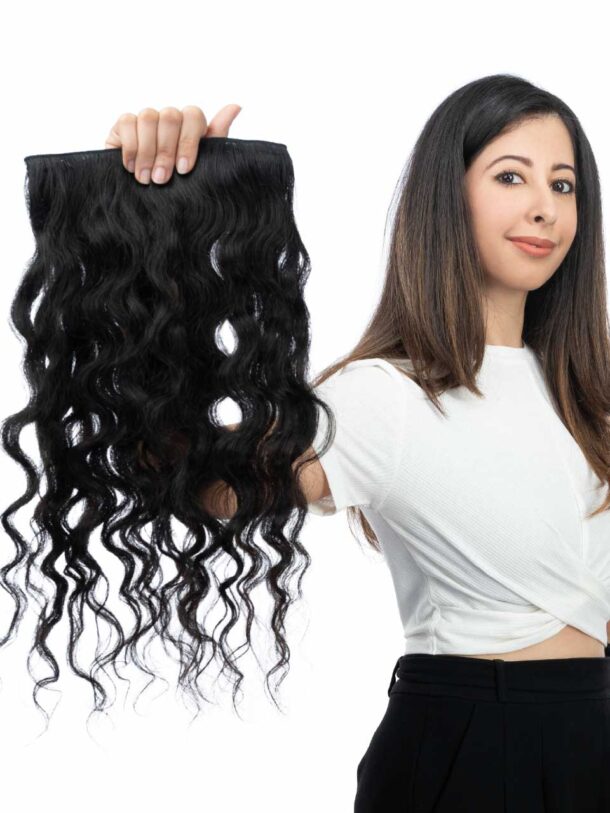 Single Piece Hair Extensions Volumizer | Curly Hair Texture for Added Volume