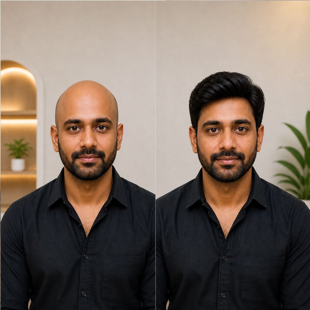Topee studio in Bangalore fitting hair wigs for men