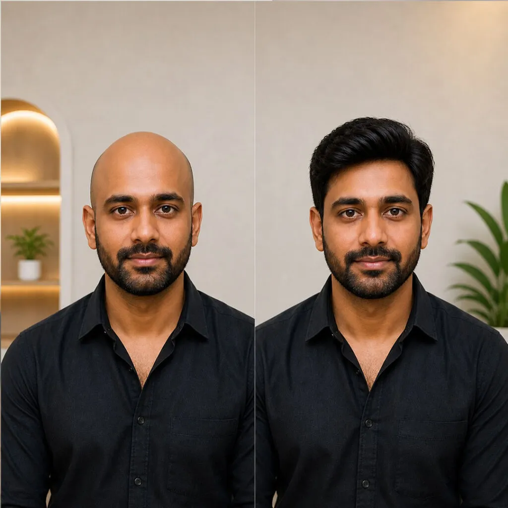 Topee studio in Bangalore fitting hair wigs for men